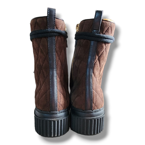 Tod's Diamond Quilted Lace-up Boot In Black Multi Size 34.5 (US 4.5) - Picture 10 of 13